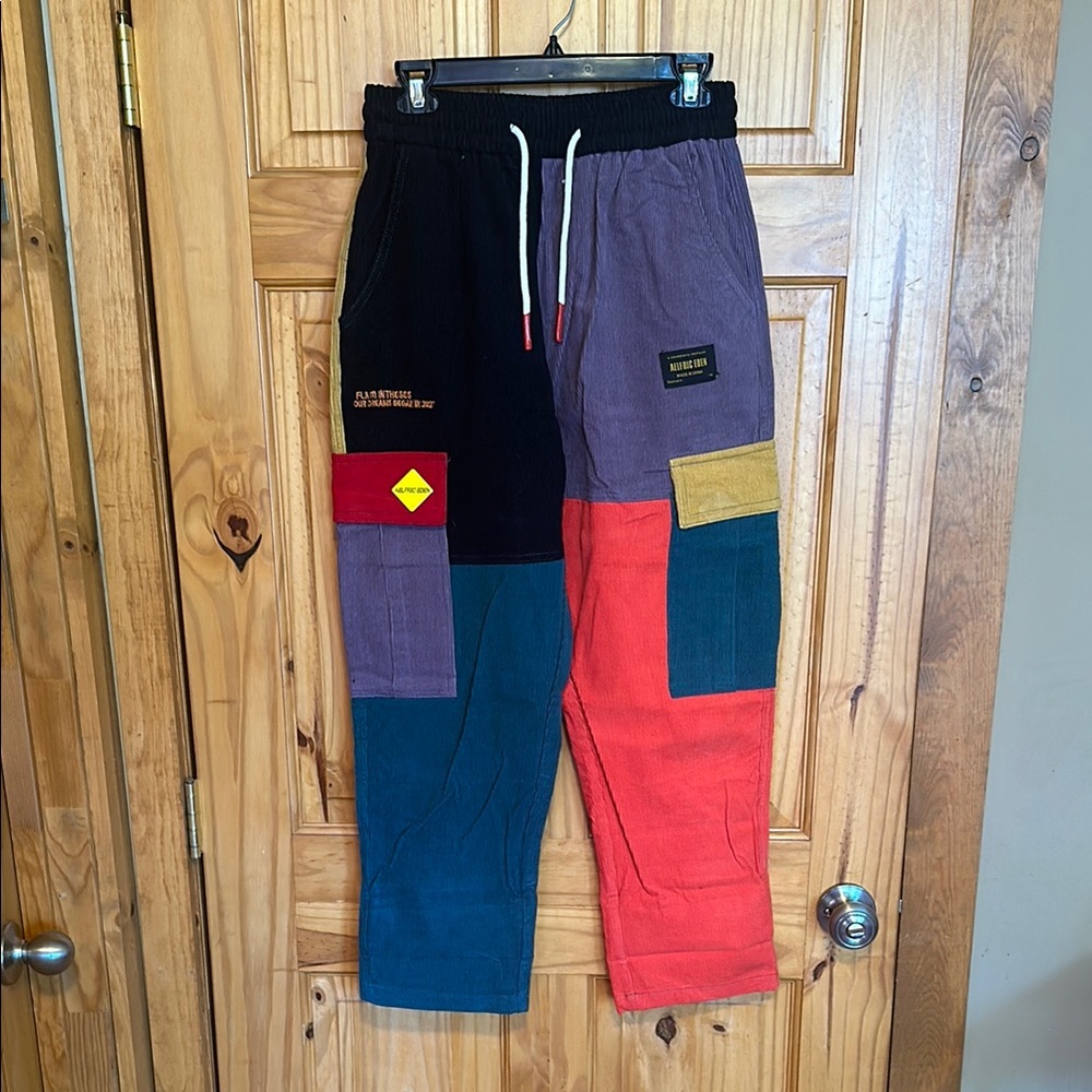 Retro 80’s 90’s corduroy color block pants